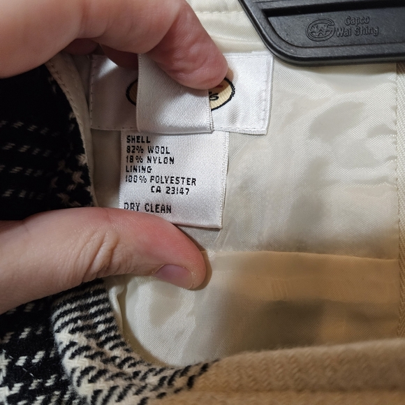 Talbots Black Cream Plaid Wool Skirt Cargo Pockets Size 16 - Picture 5 of 7